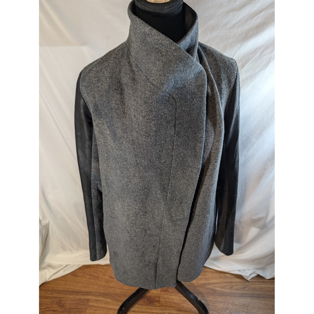 Theory Naomo Jacket Gray & Black Leather Size Small Minimalist